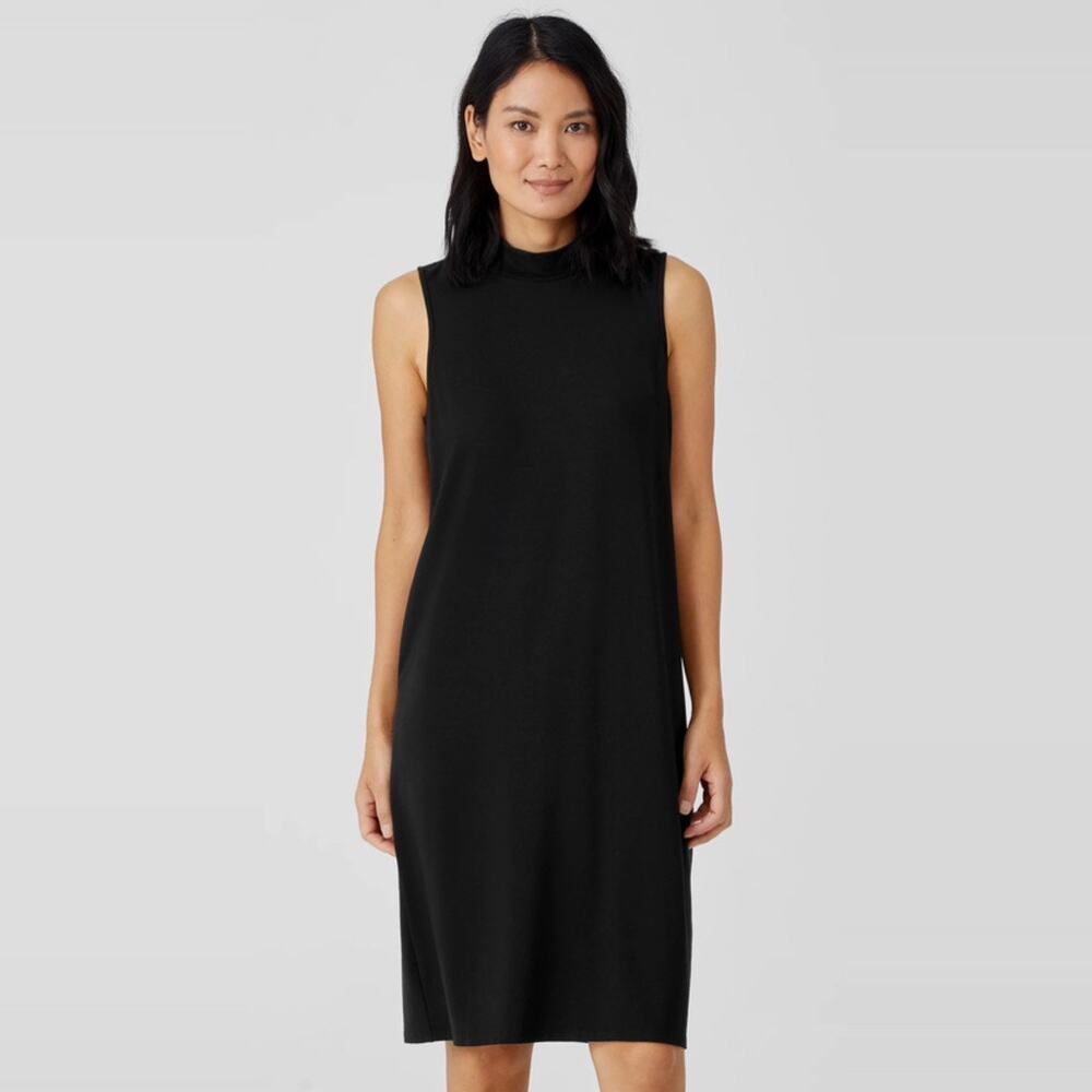 Eileen Fisher Stretch Jersey Knit Mock Neck Tank Dress size Medium